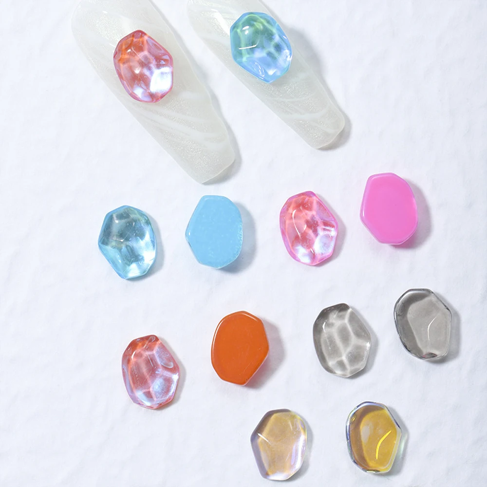 Crystal Block Nail Art Charme, 3D Radiant, ondinha colorida, gelo, ornamento, DIY, acessórios requintados, 20pcs