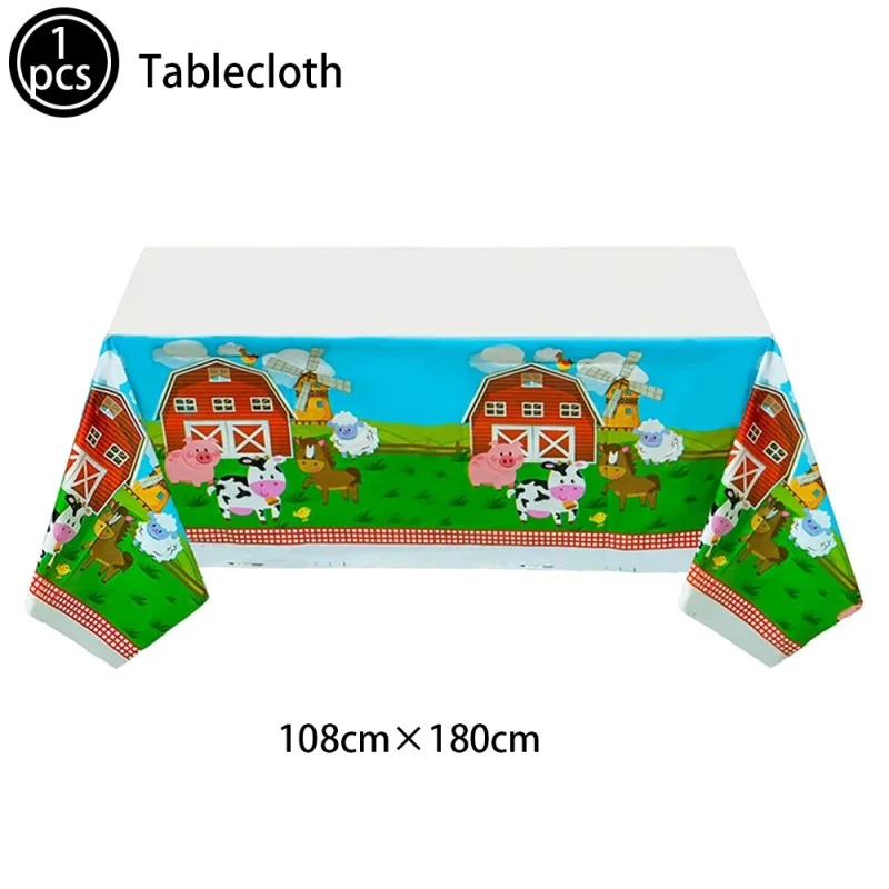 Farm Animal Party Tablecloths, Ranch Animal-Themed Birthday Party Decorations, Home Decorations, Reusable