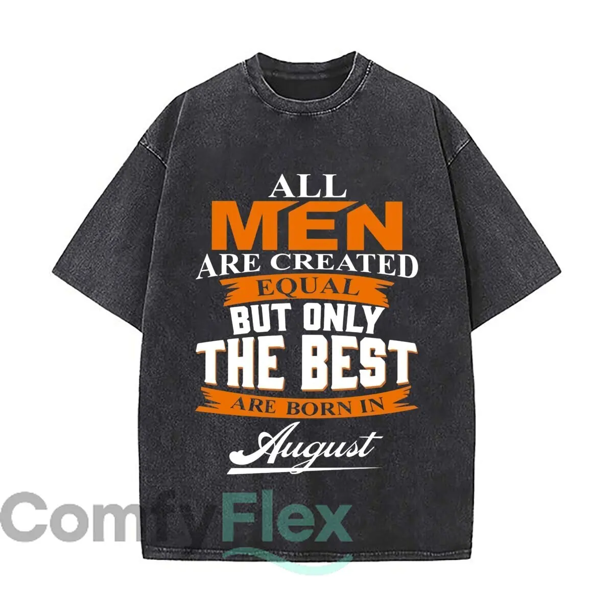August Men Birthday Art Retro Washed Distressed T Shirt Men Summer Casual Short Sleeve