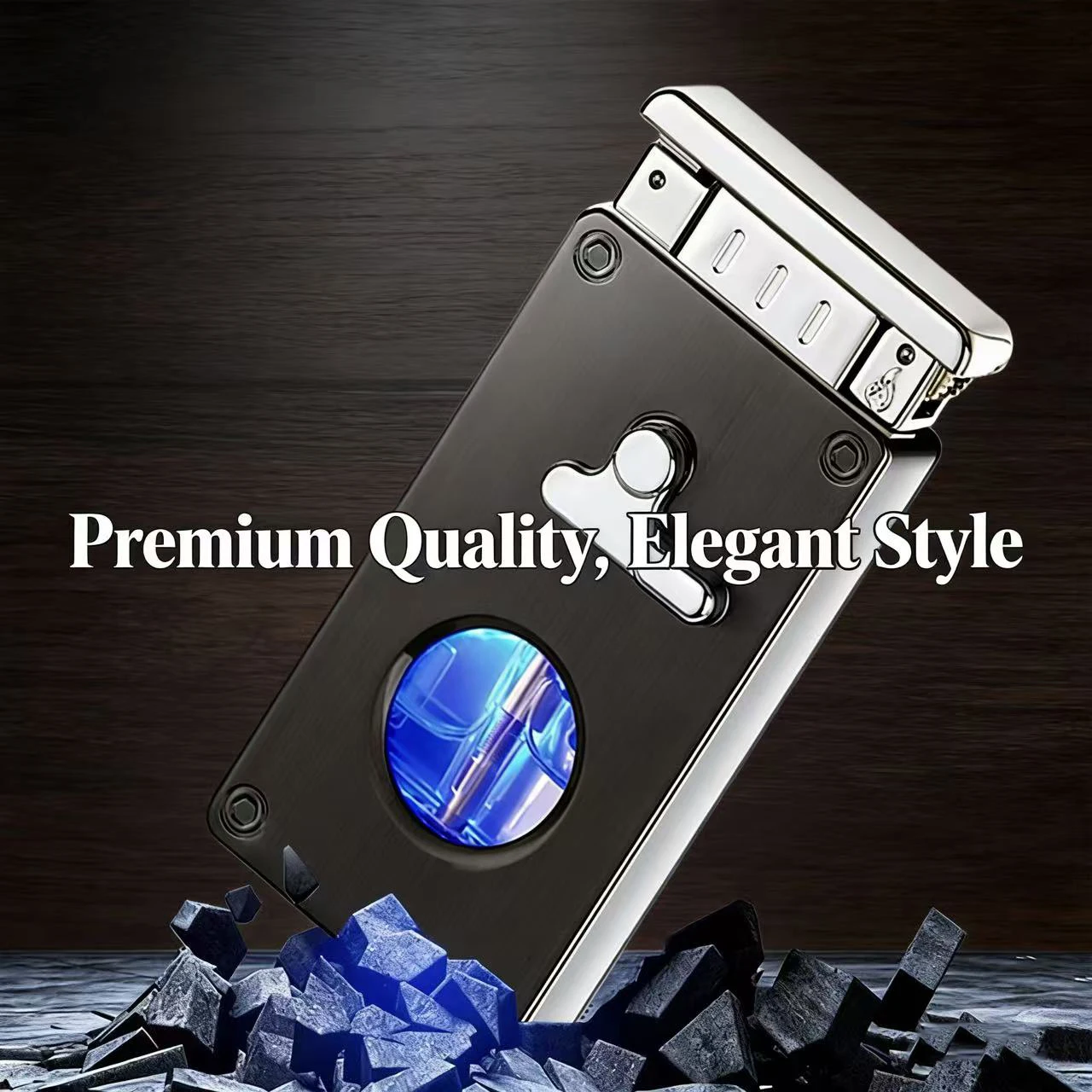 Dual Mode Lighter with See-Through Gas Window, Swing Arm Conversion, Jet & Open Flame, Stylish Design