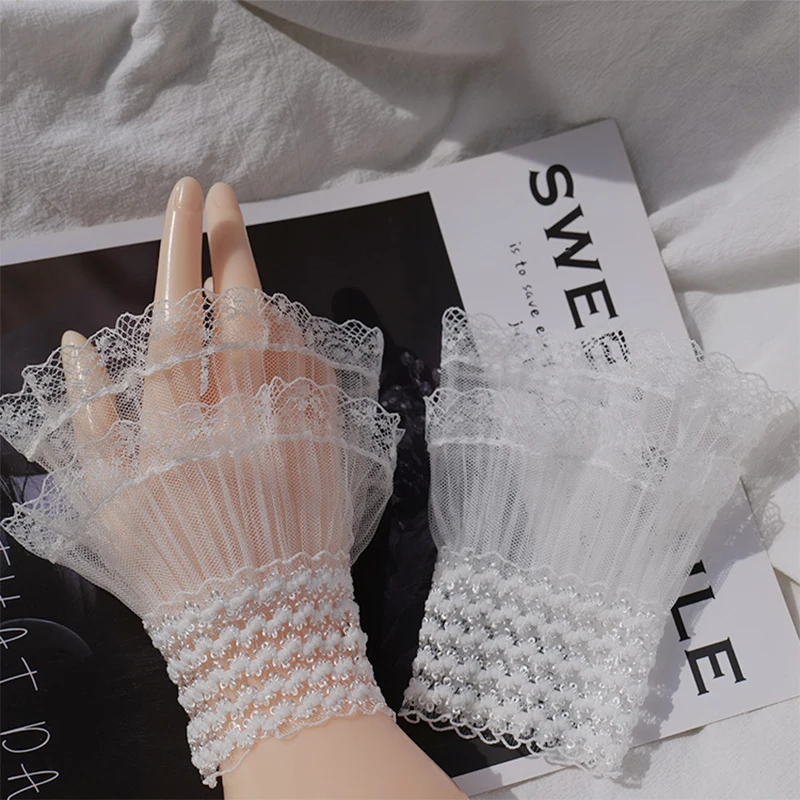 

photos of nails props detachable flare tulle sleeves fashion Nail enhancement photography background lace fake cuffs decoration