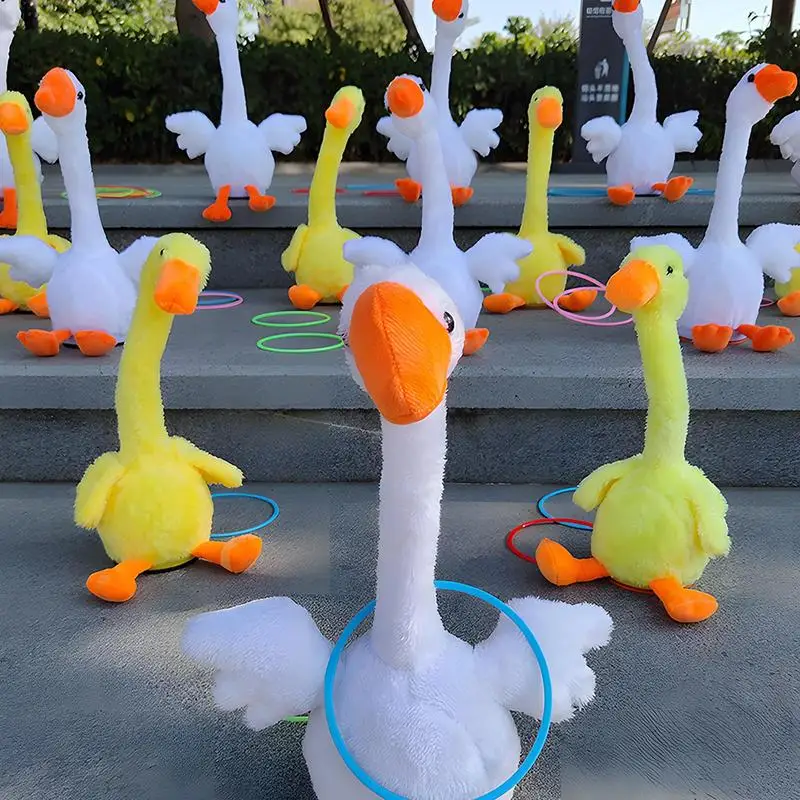 Ring Tossing Electronic Duck Ring Game Outdoor Cute Animal USB ricaricabile Carnival Duck Ring Toy For Home Party Garden Yard