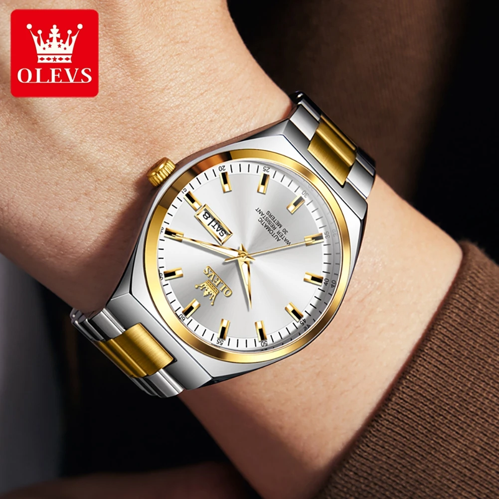 OLEVS Mechanical Watch for Men Luminous Scale Classic Watch Men Top Brand Male Hand Clock Original Man Watch 2024 Trend