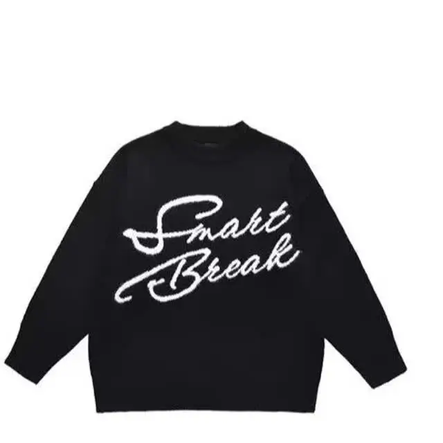 

Men's Oversized Lazy Knitted Sweater round Ne Plu Letter American Retro Sle Autumn Winter Outerwear Casual Polyester Fiber