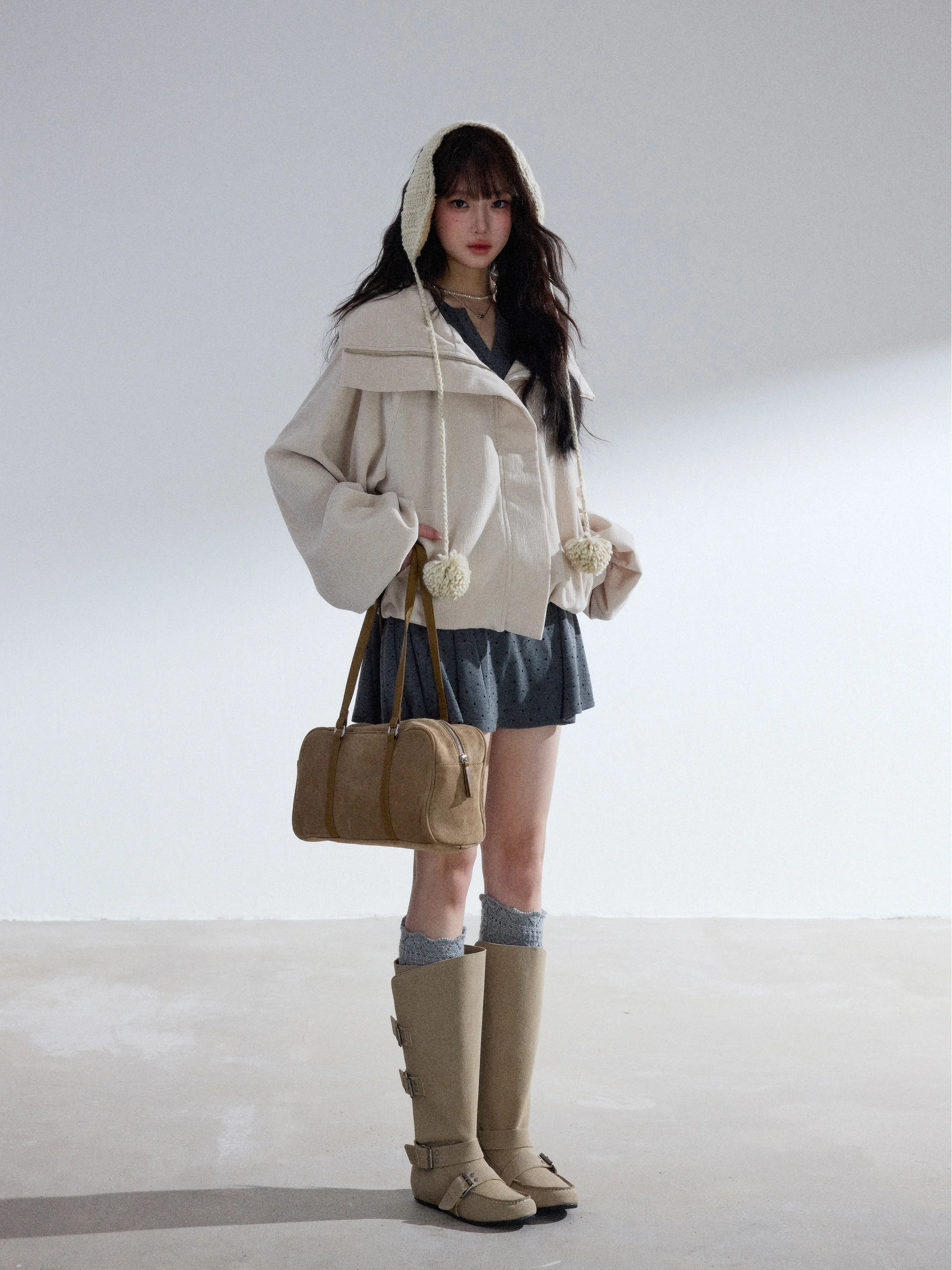 MuuRos Sweet And Cool Girl's ort Loose Coat with Lantern Sves And Large Collar Spicy Sweet Sle Women's Faion Outerwear