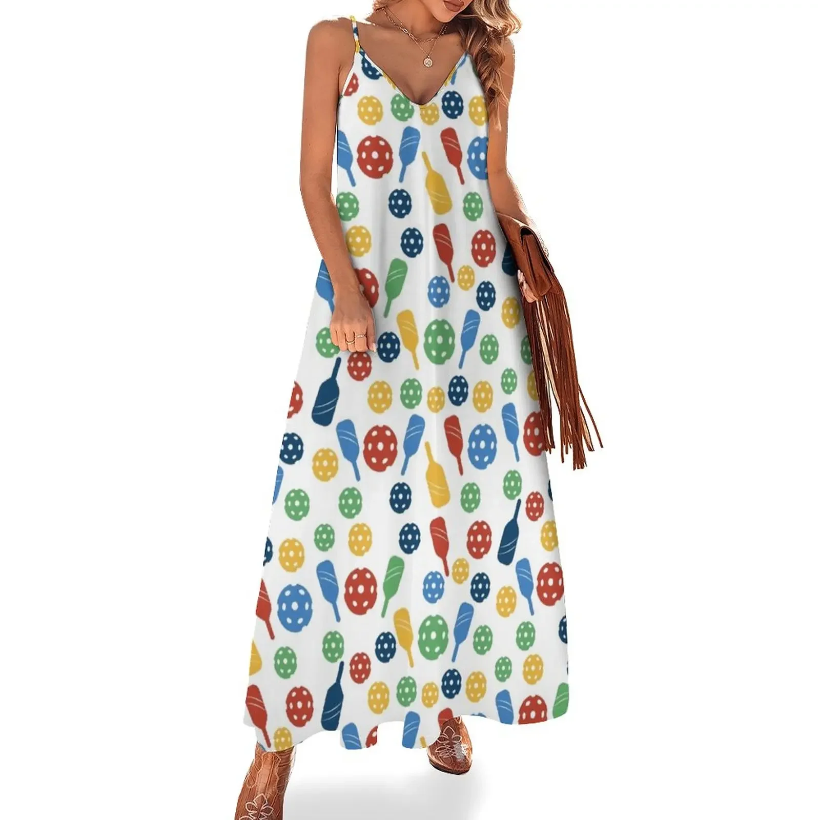 Colorful Pickle-ball Paddle Pattern Sleeveless Dress dresses for special events dress for women 2025