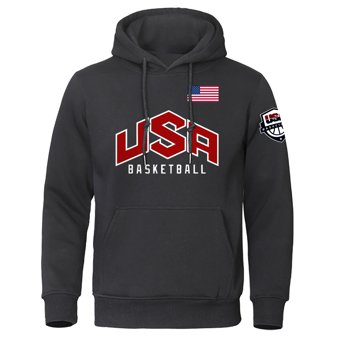 USA Basketballer Printed Sports Hoodie Men Warm Full Sleeve Fleece Warm Oversized Clothes Autumn Fashion Street Sweatshirts Man