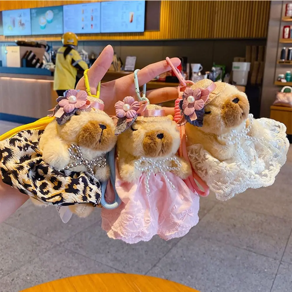 

PP Cotton Capybara Plush Dolls Leopard Print Skirt Plushies Doll Kapibala Pendant Keychain Ins Cartoon Animal