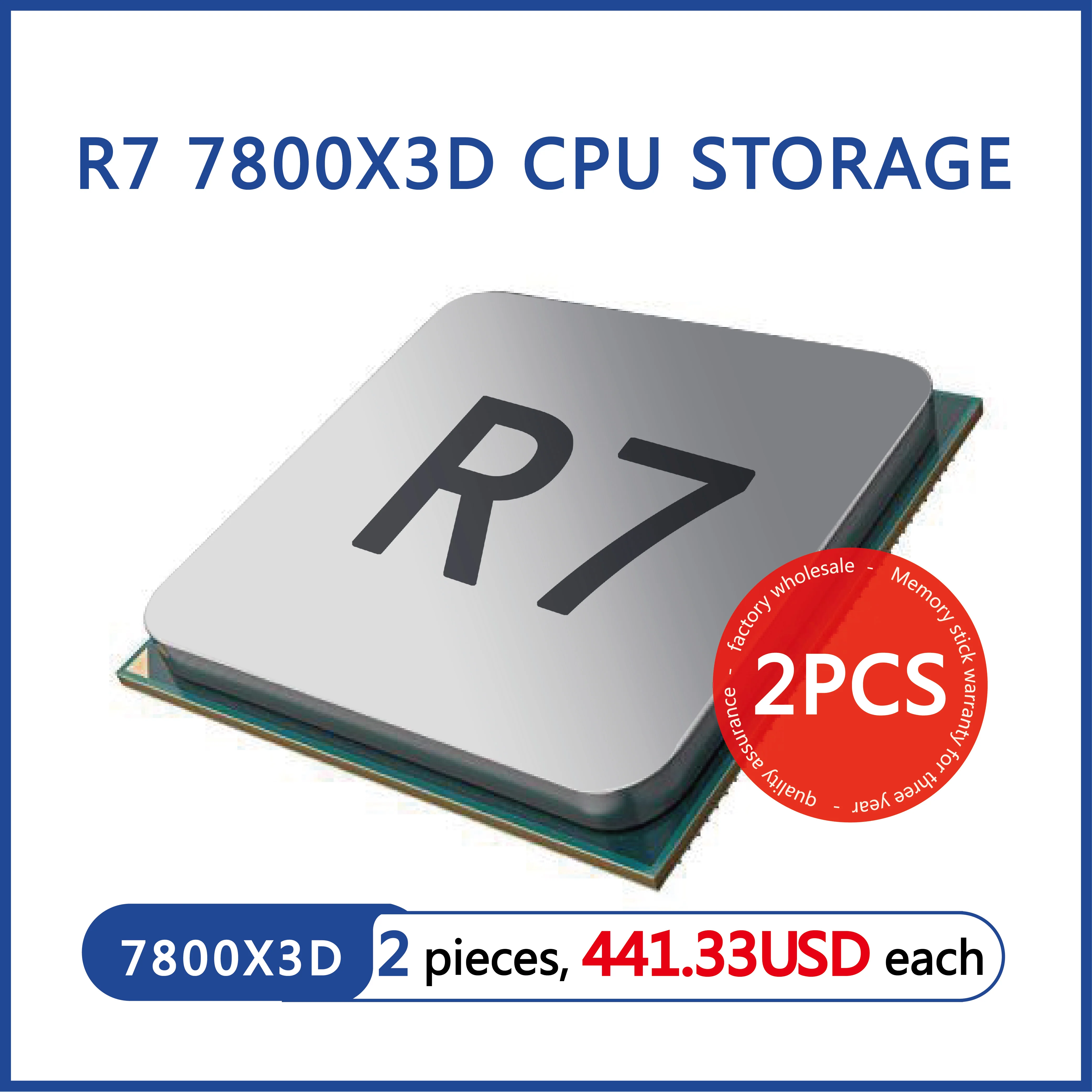 AMD CPU 2PCS R7 7800X3D 4.2GHZ   8core 16 threads AMD CPU R7 7800X3D CPU AMD R7 7800X3D Wholesale