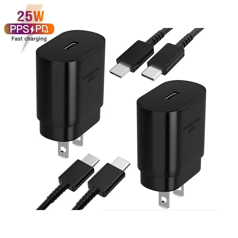 

25W Super Fast Charger USB C Power Adapter With Type C Cable For Samsung Galaxy S24 S23 S22 S21 Note 20 Ultra Plus