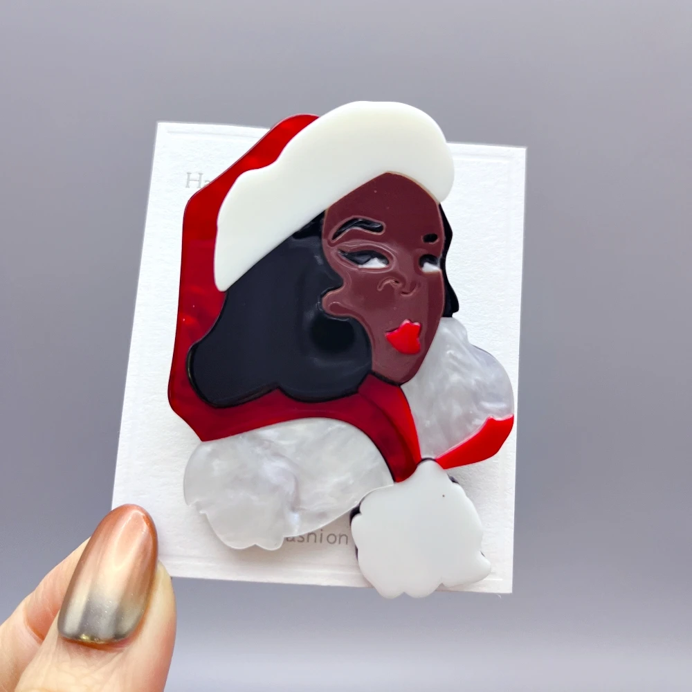 Акриловая черная акриловая рождественская брошь для девочек, модный аксессуар для ювелирных изделий