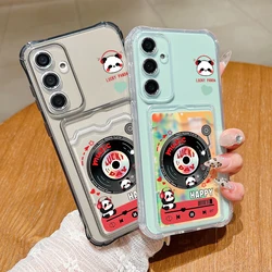 Panda Record Card Case For Samsung Galaxy A56 A55 A54 5G A53 A52 A36 A35 A34 A16 A15 A14 A26 A25 S21 FE S22 S23 S24 S25 Ultra