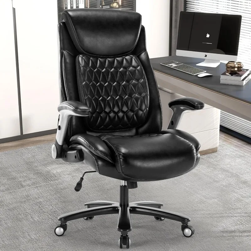 Big and Tall 400lbs Office Chair-Adjustable Seat Height Padded Armrest and Lumbar Support (Black)