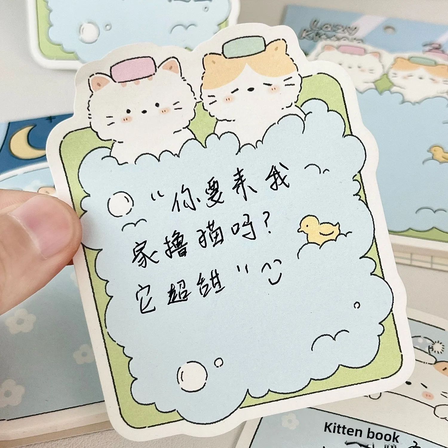 Post It Notes Cloud Diary Cute Cat Illustration Material Form Multifunktionale Haftnotizen Nachricht Memo – Detail 6