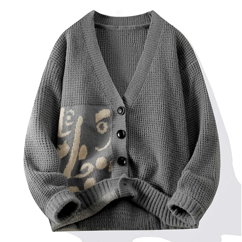 سويتر رجالي كلاسيكي سميك برقبة على شكل حرف V ، سترة كبيرة ، صدرية فضفاضة ، علامة تجارية عصرية ، خريف ، شتاء ،