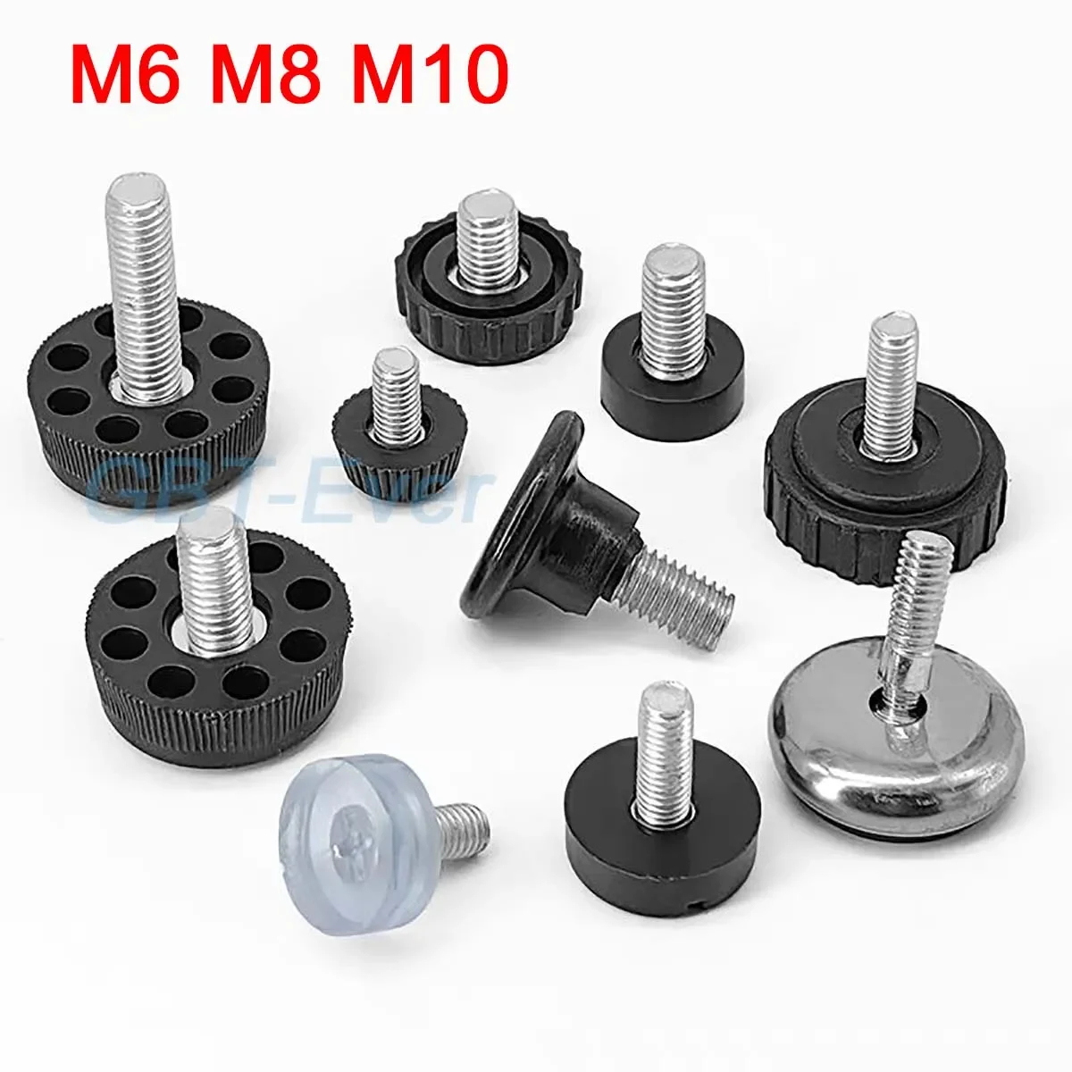 4-20Pcs Plastic Adjustable Furniture Foot M6 M8 M10 Dia 16~45mm Screw-in Base Seat Anti-Slip Damping Furniture Guard Glide Pads