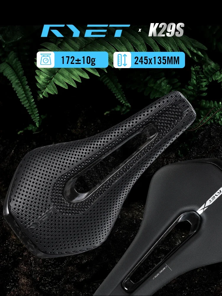 AliExpress RYET 3D Printed Carbon Fiber Bike Saddle Full Carbon Base Rails Ultra Lightweight Road MTB Saddle Vacuum Foam for Racing Cycling