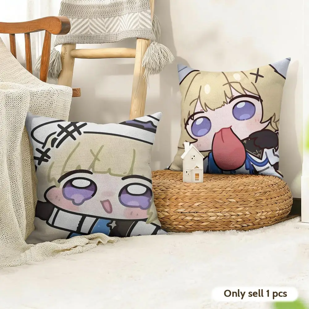 Game Wuthering Waves phoebe Cushion Cover Natural Linen Organic Fabric Double-Sided Printing Sofa Home Decor Gift Pillow Case