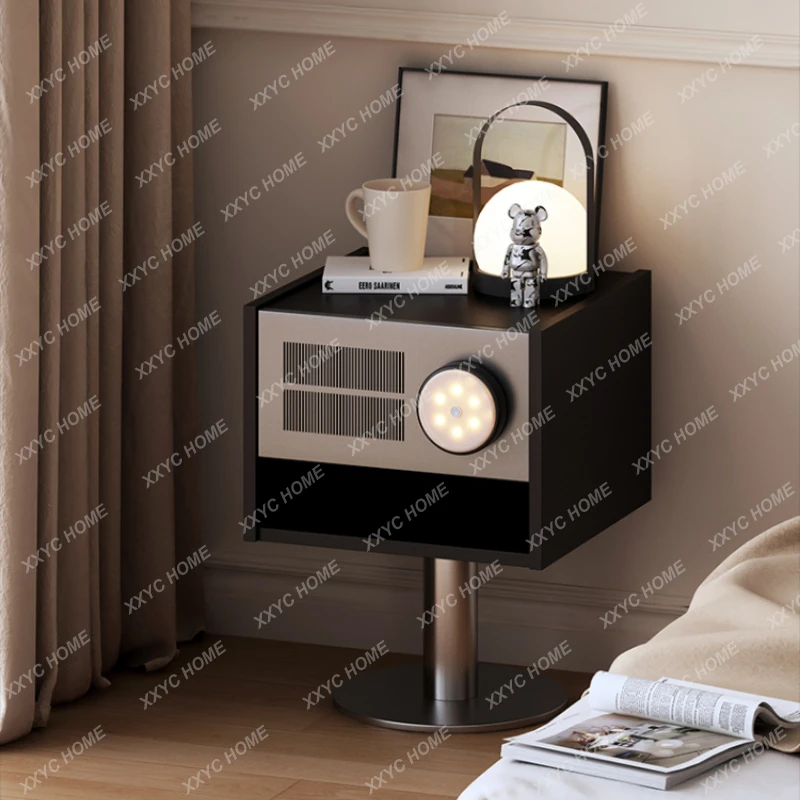 Hanging Light Black Nightstand Wooden Unique Metal Modern Storage Bedsides Table Bedroom Living Room