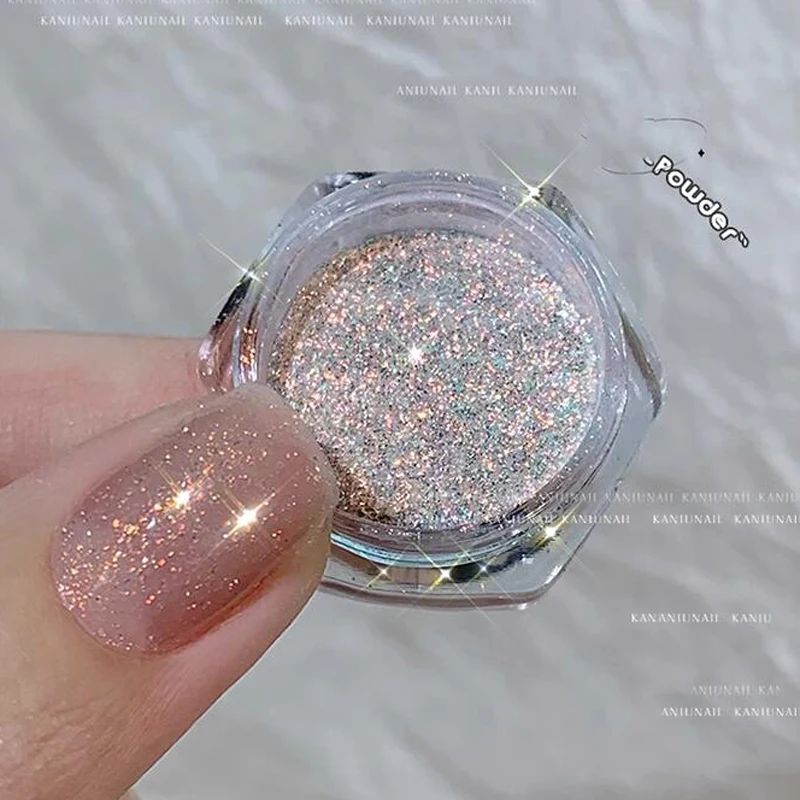 1 słoik Crystal Diamond Aurora Powder Nail Art Sparkling Glitter Holographic Bright Shining Dust for Acrylic Nails Chameleon Powder