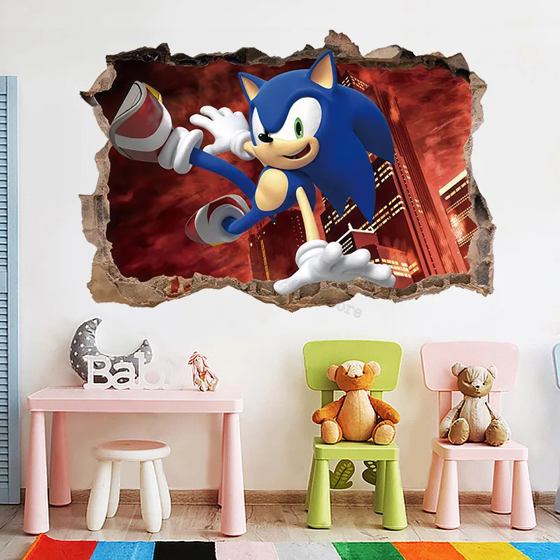 Cartoon Sonics Wall Stickers Anime Pattern Home Decoration Posters Kids Bedroom Living Room Decor Accessories PVC Aesthetic