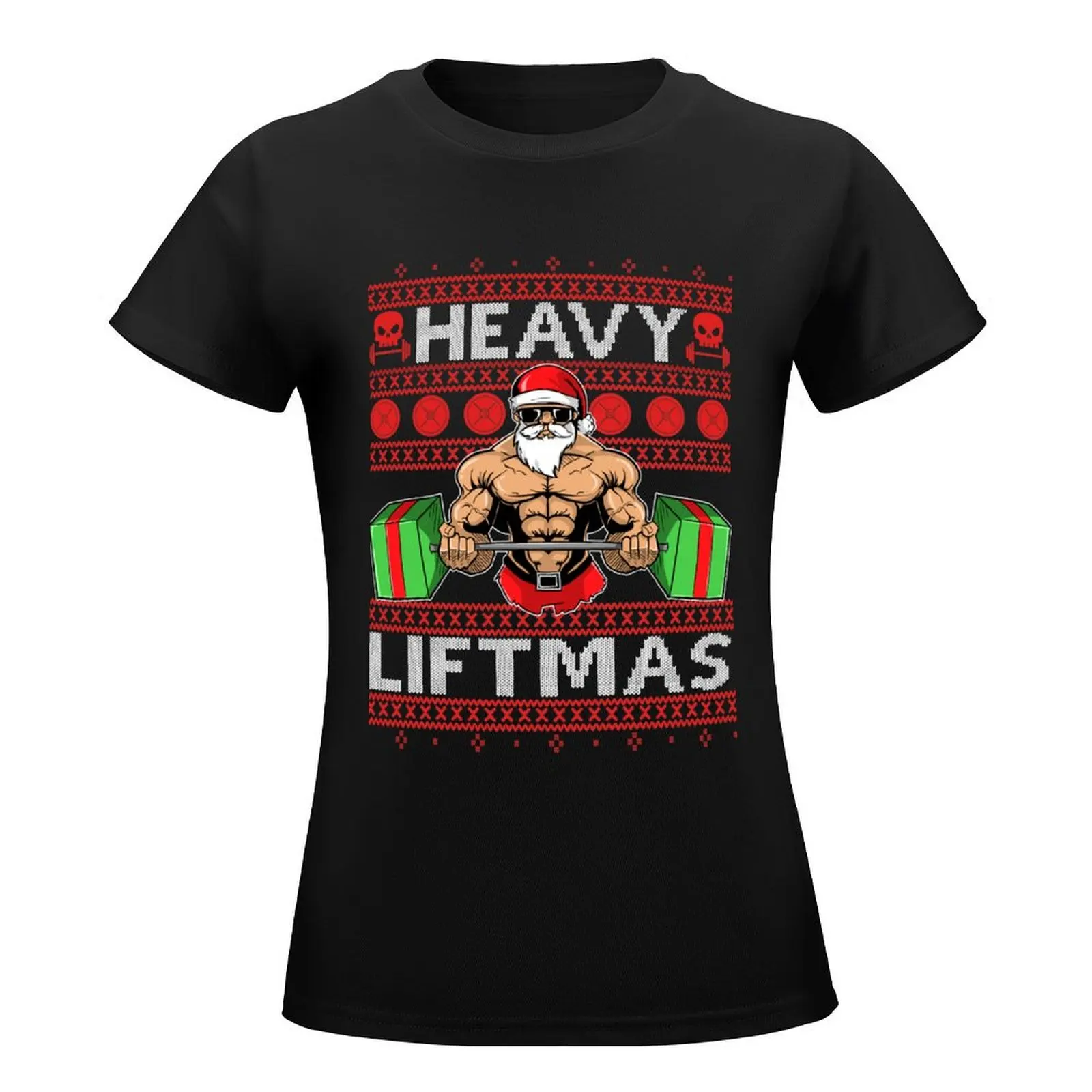 HEAVY LIFTMAS Xmas Ugly Christmas Gym Sweater Design T-Shirt cute tops funny korean Women's clothes