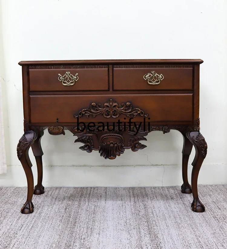 

French retro porch table American storage cabinet