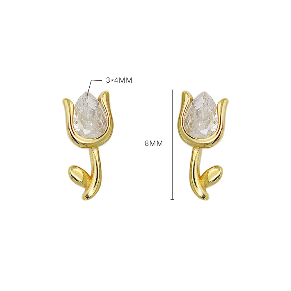 Aide 925 Sterling Silver Zircon Tulip Stud Earrings For Women 18K Gold Minority Summer Earrings Fine Jewelry Party Gift