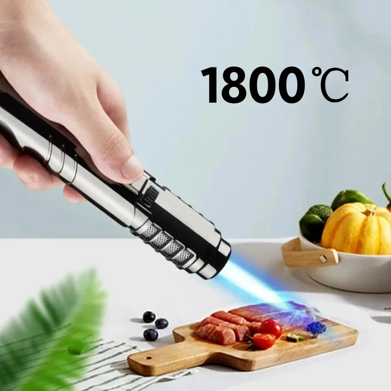 1800°High Temperature Spray Gun Butane Gas Lighter Metal Outdoor Windproof Blue Powerful Flame Torch Jet Lighter Welding Tool