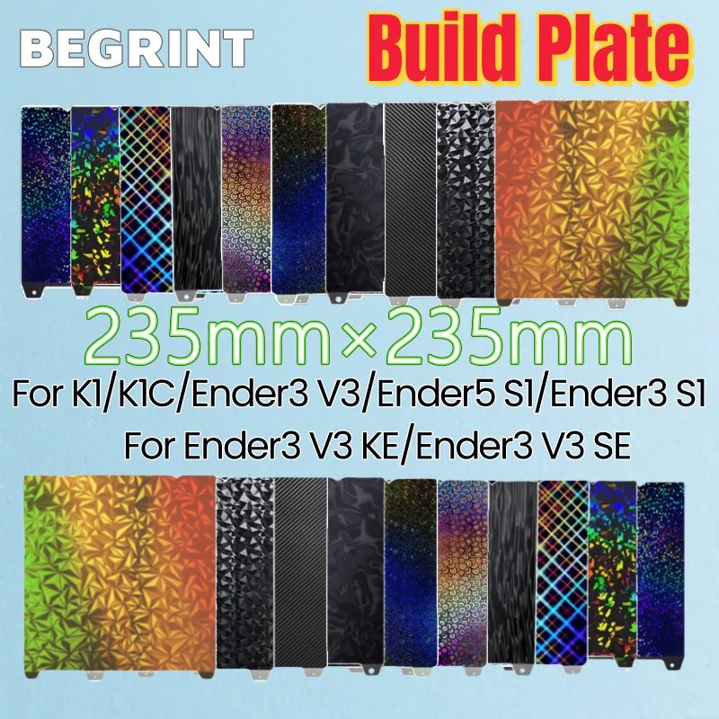 

Встроенная пластина для Ender-3 S1 Pro/Ender 3 V3 SE/Ender-5 S1 235x235 мм K1 K1C PEI Лист двухсторонний K1 PEO PET Пружинный стальной лист