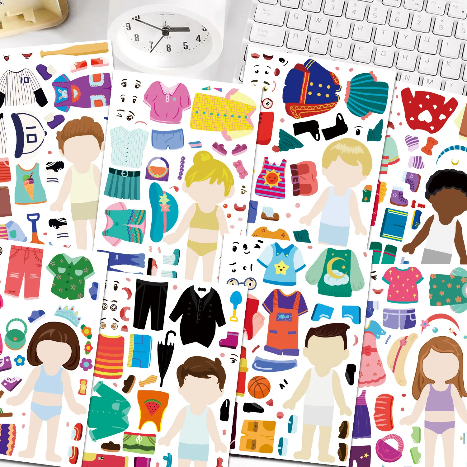 8/16/32PCS Funny Children's Dress Up Puzzle Stickers Cute Cartoon Creative Fun Kids Puzzle Account Material Waterproof Sticker