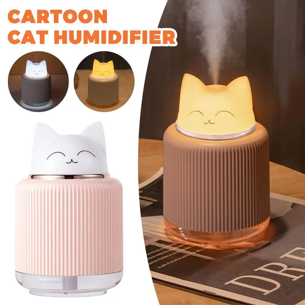 

1 комплект, белый мини-мультяшный кот, световой увлажнитель воздуха, USB автомобильный кондиционер, офисный стол, увлажнитель воздуха, ночник