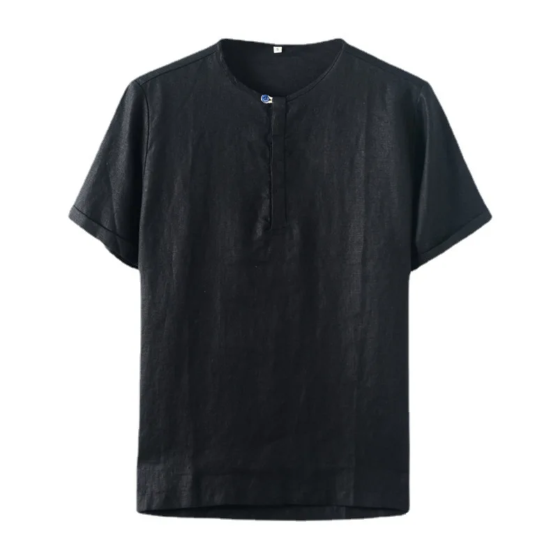 

Summer Linen Men's Casual round Neck T-Shirt Short Sleeve Fashionable Clothing Comfortable Breathable Men's Wear