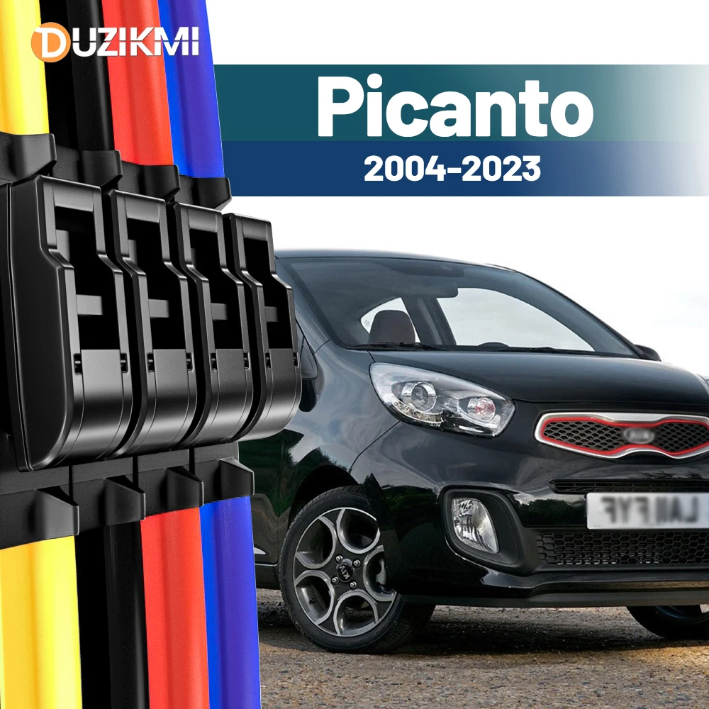 For Kia Picanto TA JA 2004-2023 2012 2013 2014 2015 2016 2017 2018 2019 2pcs Front Windshield Windscreen Wiper Blades Red Blue