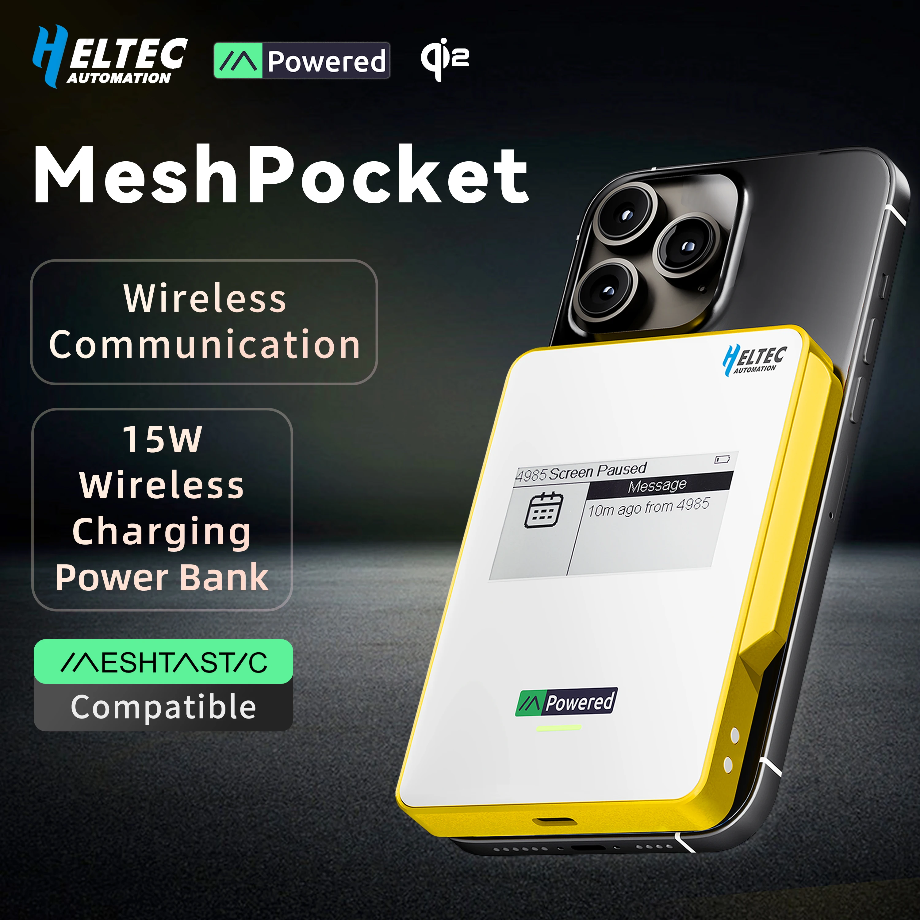 

Heltec MeshPocket Qi2 Magnetic Power Bank Meshtastic Powered 5000/10000mah 15W Wireless Fast Charging Wireless iPhone Android