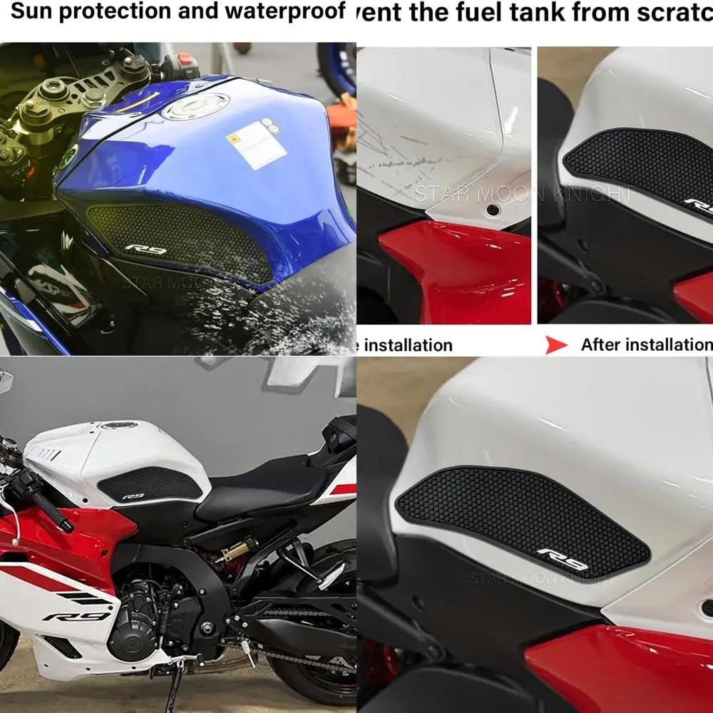

Для Yamaha YZF-R9 2025- накладки на топливный бак YZF R9, резиновые противоскользящие тяговые наклейки, наклейки, аксессуары (комплект)