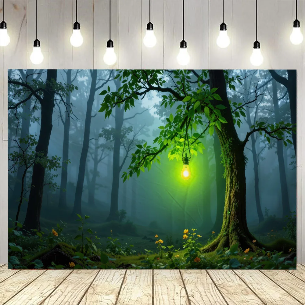 

Mysterious Forest Tapestry Jungle Night Landscape Wall Hanging Bohemian Witchcraft Astrology Background Poster Home Wall Blanket