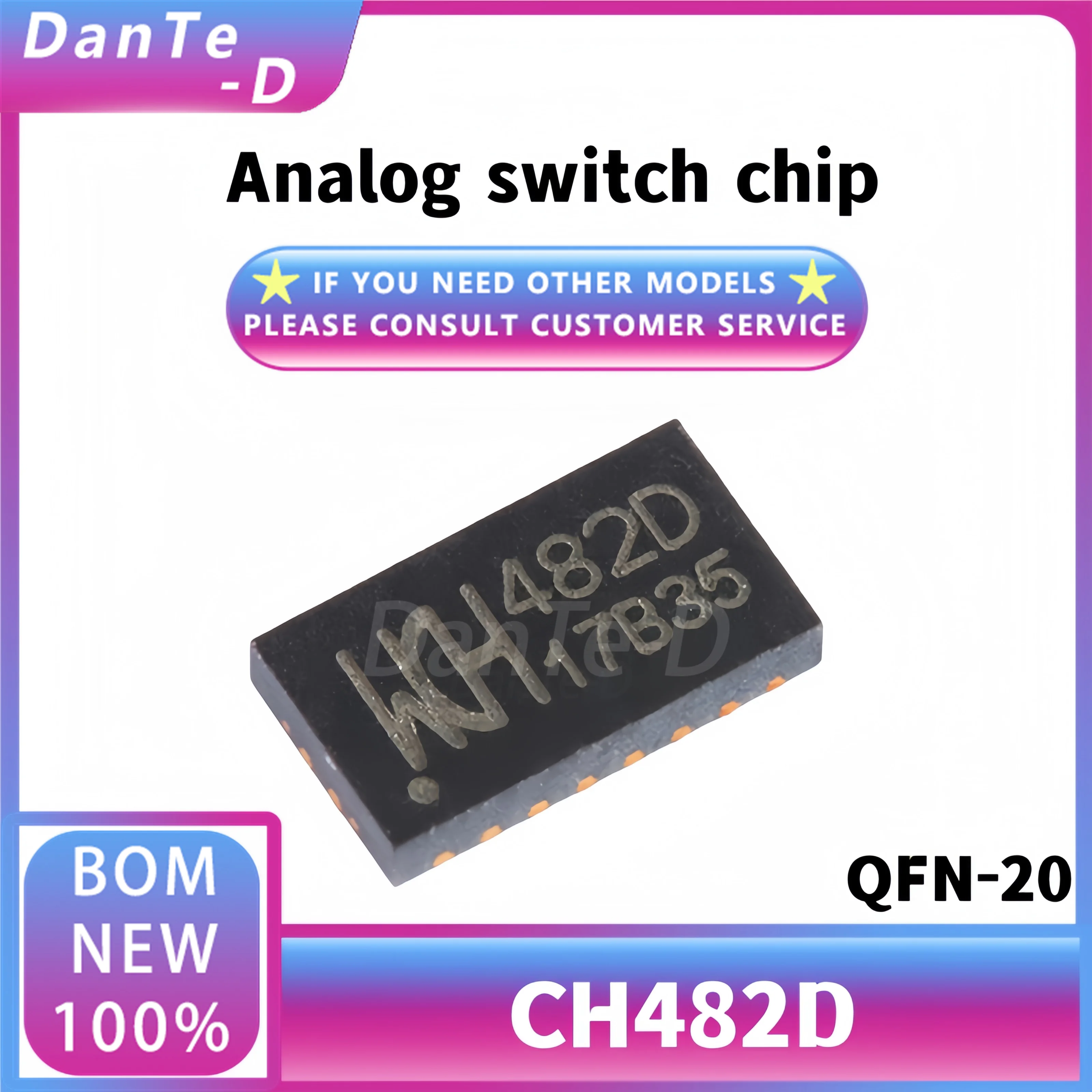 10PCS CH482D package QFN-20 2differential channels two-choose-one ultra-high-speed analog switch IC brand new original authentic