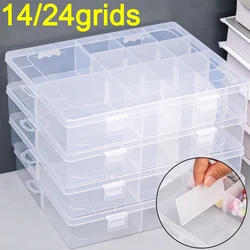 14/24grids Transparent Plastic Storage Boxes Adjustable Container Box Jewelry Button Clear Display Case Container Organizer Case