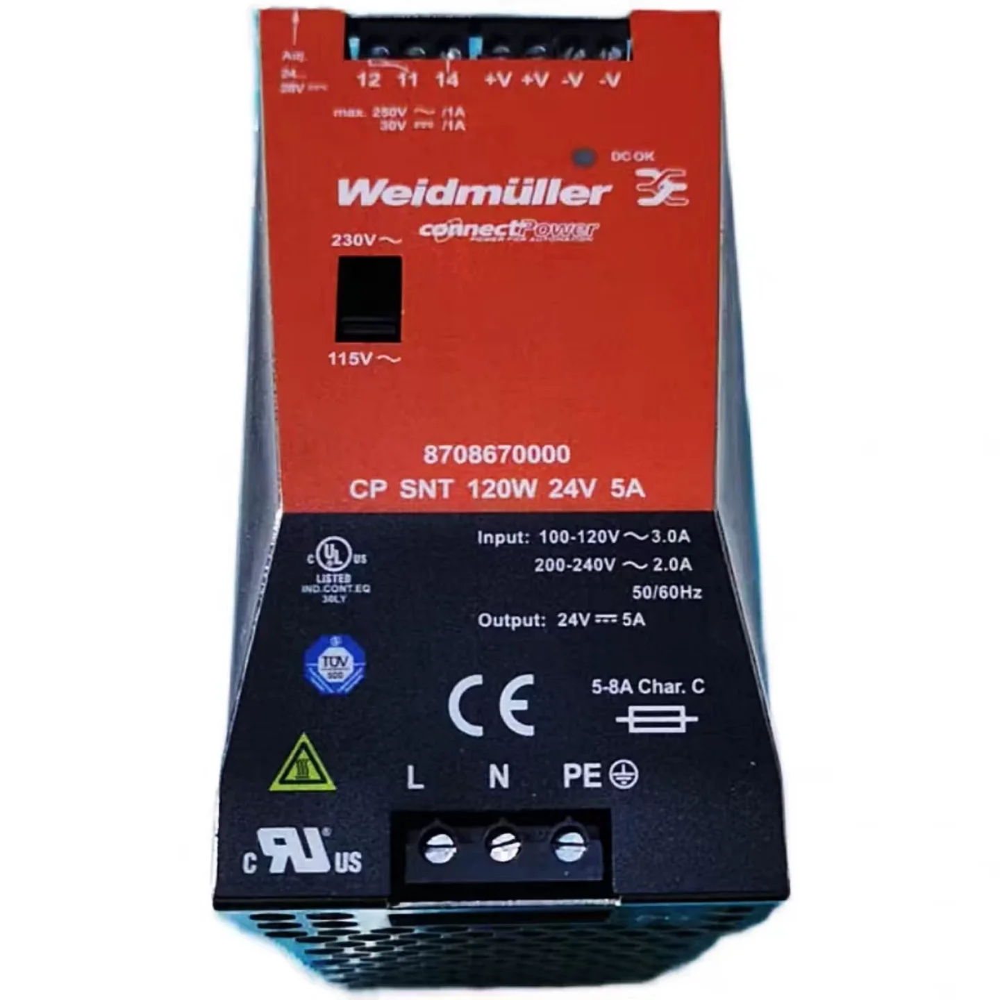 Weidmüller CP SNT 120W 24V 5A 8708670000，CP SNT 70W 24V 3A 8708660000, CP SNT 240W 24V 10A 8708680000
