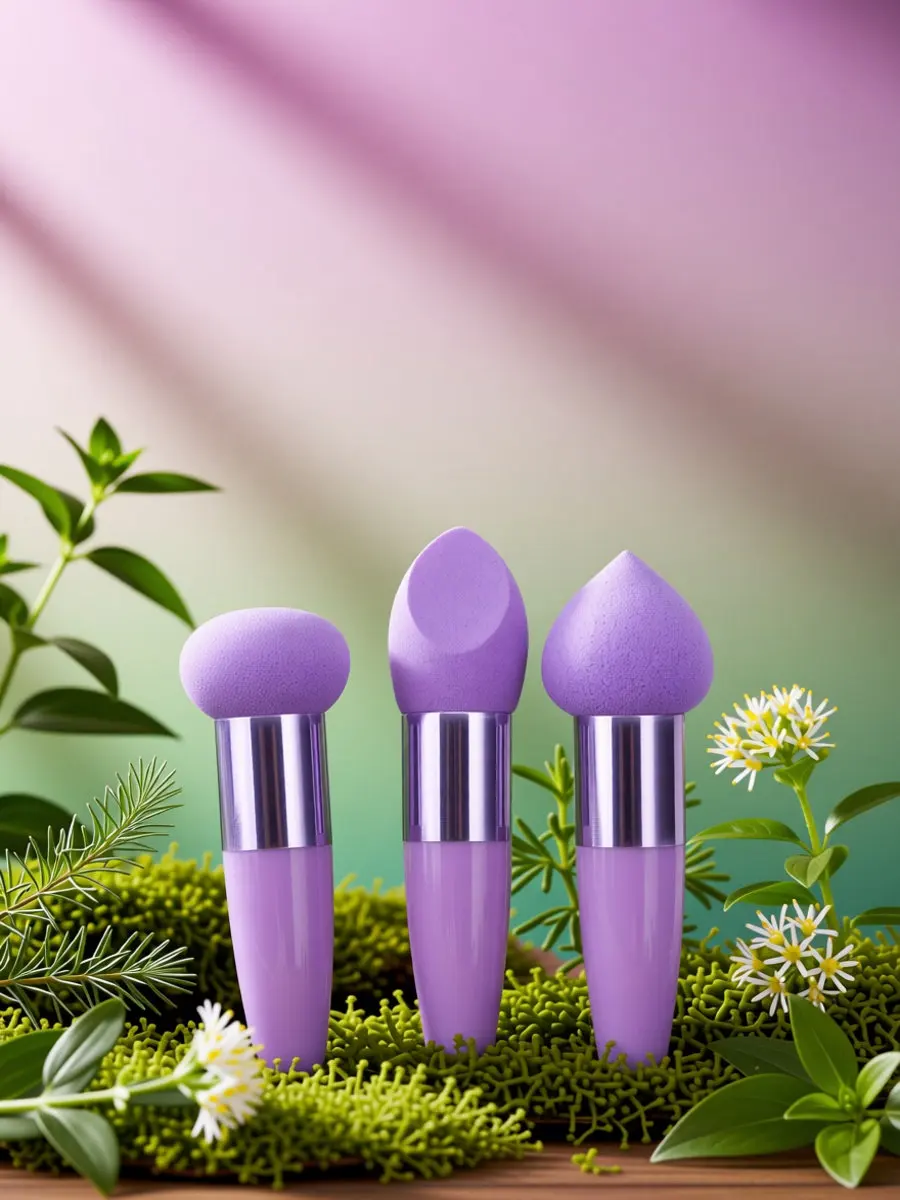 3Pcs Makeup Sponge Pen Set Small Mushroom Head Handle Multifunctional Foundation Concealer Blush Applicator Tools