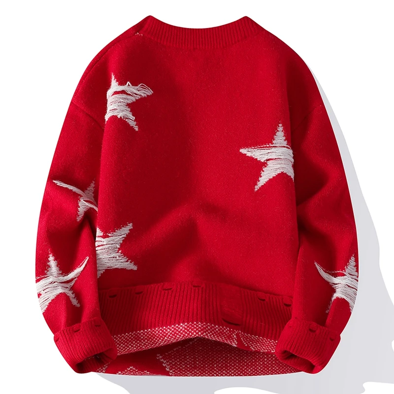 Pull Homme 2024 New Fall Winter High End Fashion Star Printed Sweater Men Thick Warm Mens Pullovers Casual Male Christmas Jumper