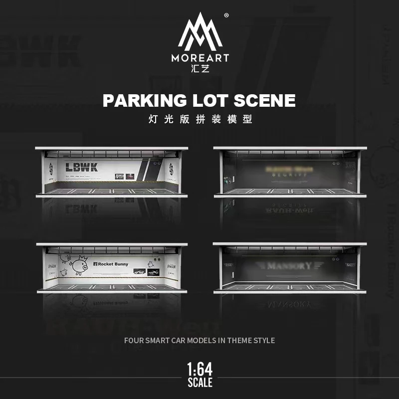 MoreArt 1:64 Assemble Diorama LED Lighting Garage USB Power Model Car Station - New Versions 2