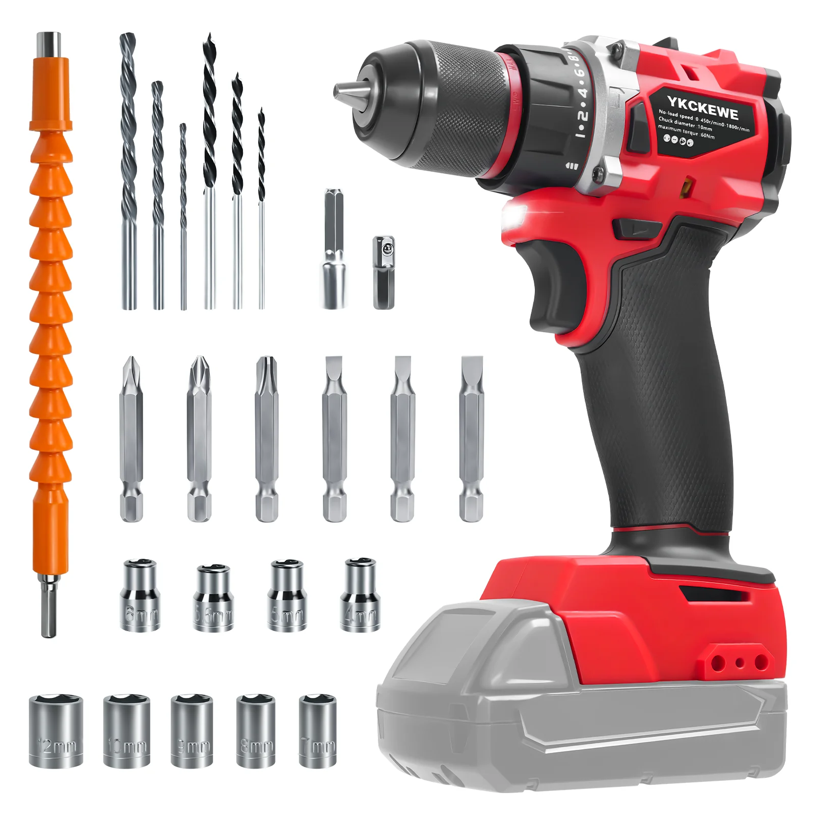 10mm Brushless Cordless Drill Set 60N.m Power Drill 2 Variable Speed Electric Screwdriver DIY Projects for Milwaukee 18V Battery