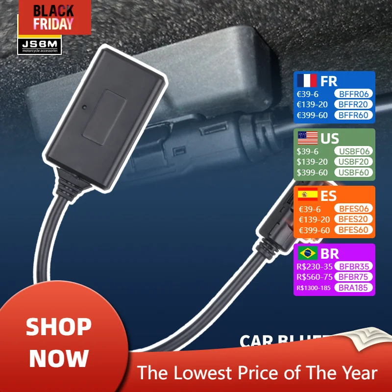JSBM Bluetooth For Car Wireless Aux Adapter AMI Bluetooth Music Adapter For Audi VW MMI 3G MDI Audi A3 A4 B6 A7 R7 Q5 Q7 A6L A8L