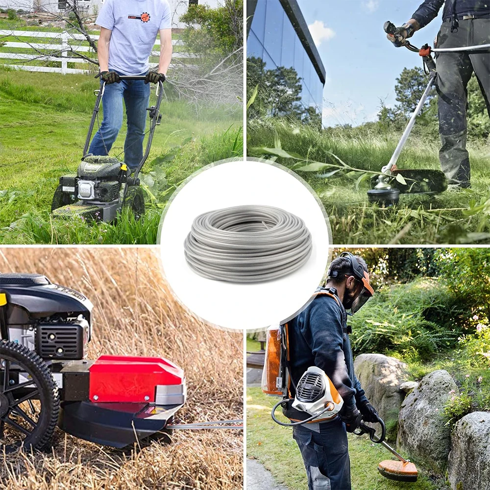Fil d'acier en Nylon de 2.4mm 3mm, ligne de débroussailleuse, corde de tondeuse à gazon, cordon résistant à l'usure, accessoire d'outil de jardin de remplacement tranchant