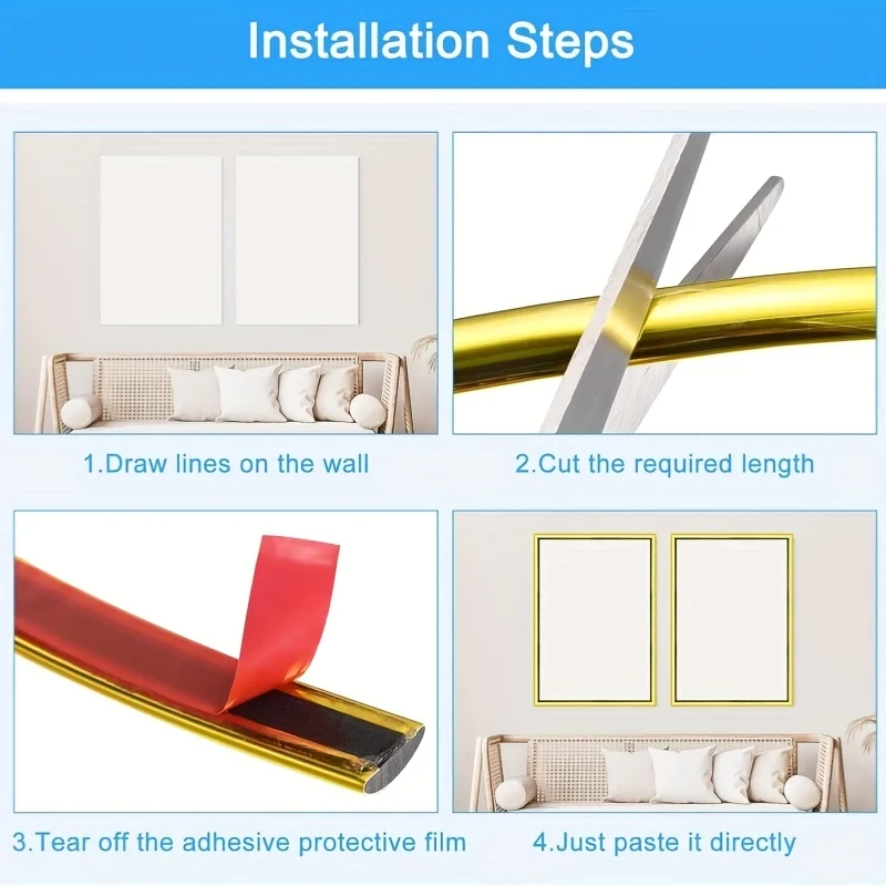 1Roll 5m X 6mm Gold Molding Trim Peel and Stick Flexible Border Self-Adhesive Decorative Strip Wall Seam Sealing Tape for Wall view 3