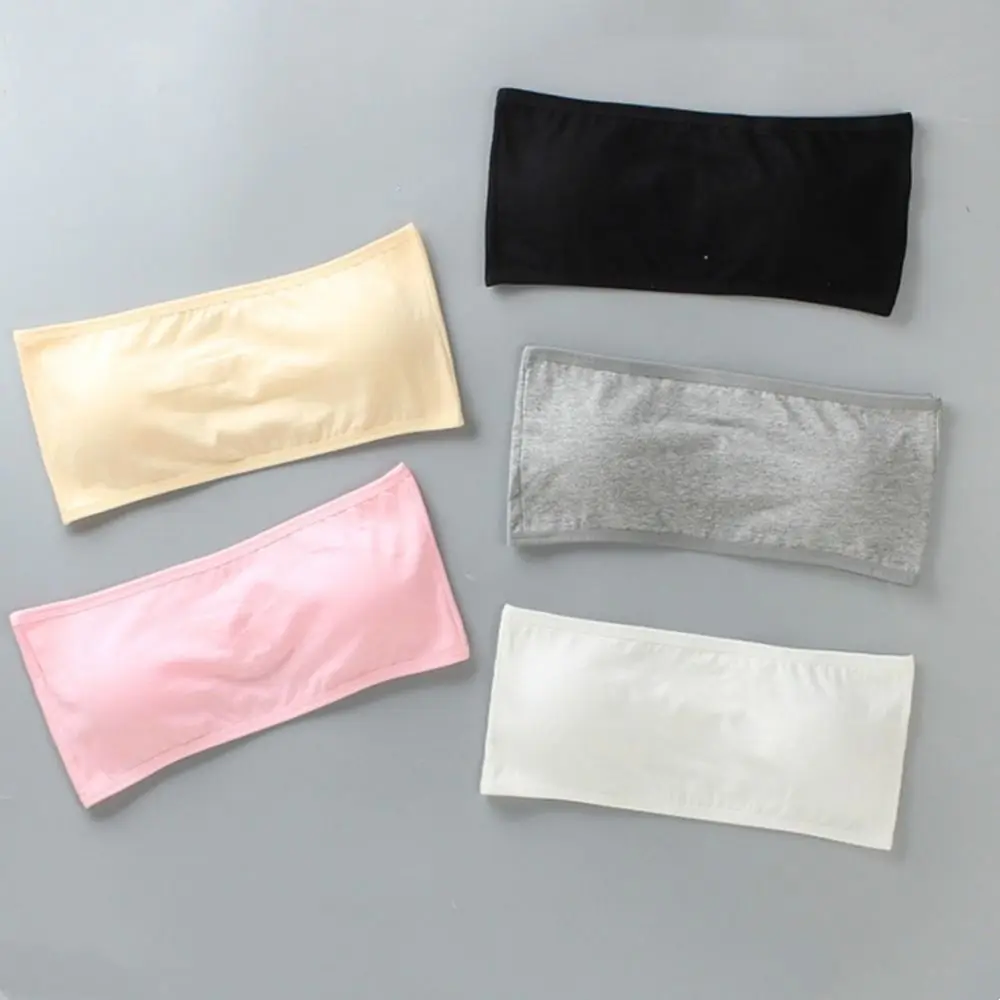 Cotton Children's Strapless Bra Casual Underwear with Buckle Girl Developmental Bras Breathable Vest Children Tube Tops