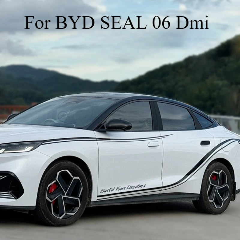 For BYD SEAL 06 Dmi Car Sticker Latte Flower Personalized Sports Modification Side Skirt Waist Line Decoration Accessories