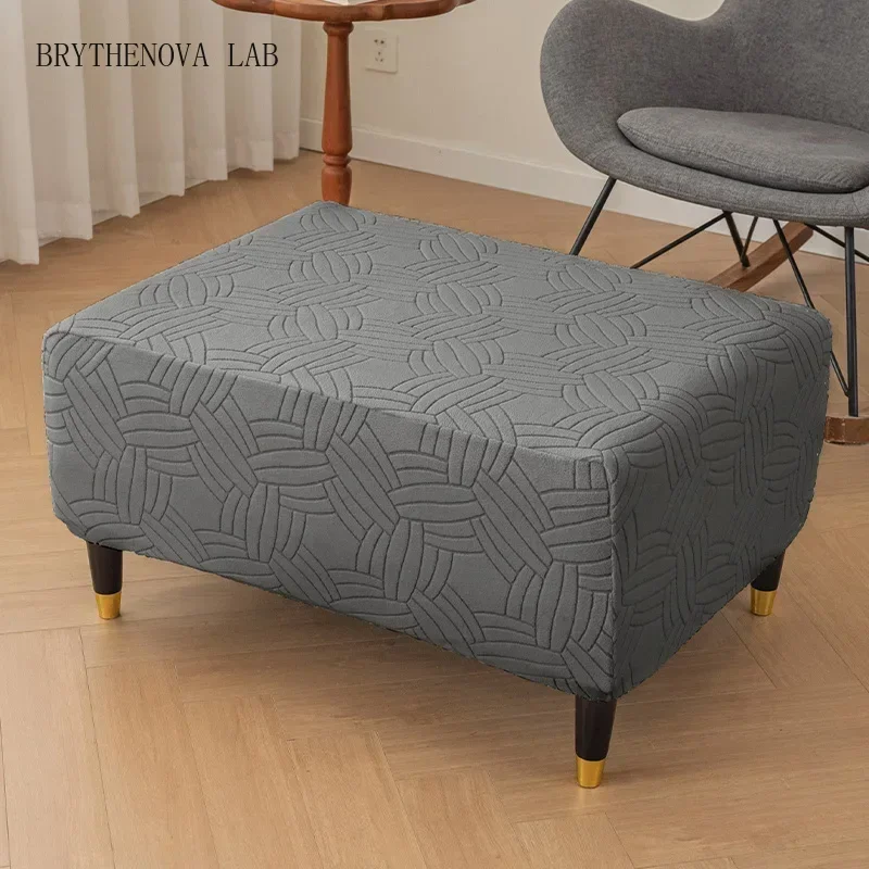 6 Sizes Rectangle Jacquard Stretch Footrest Cover All-Inclusive Universal Stool Step Cover Durable Furniture Protector Slipcover